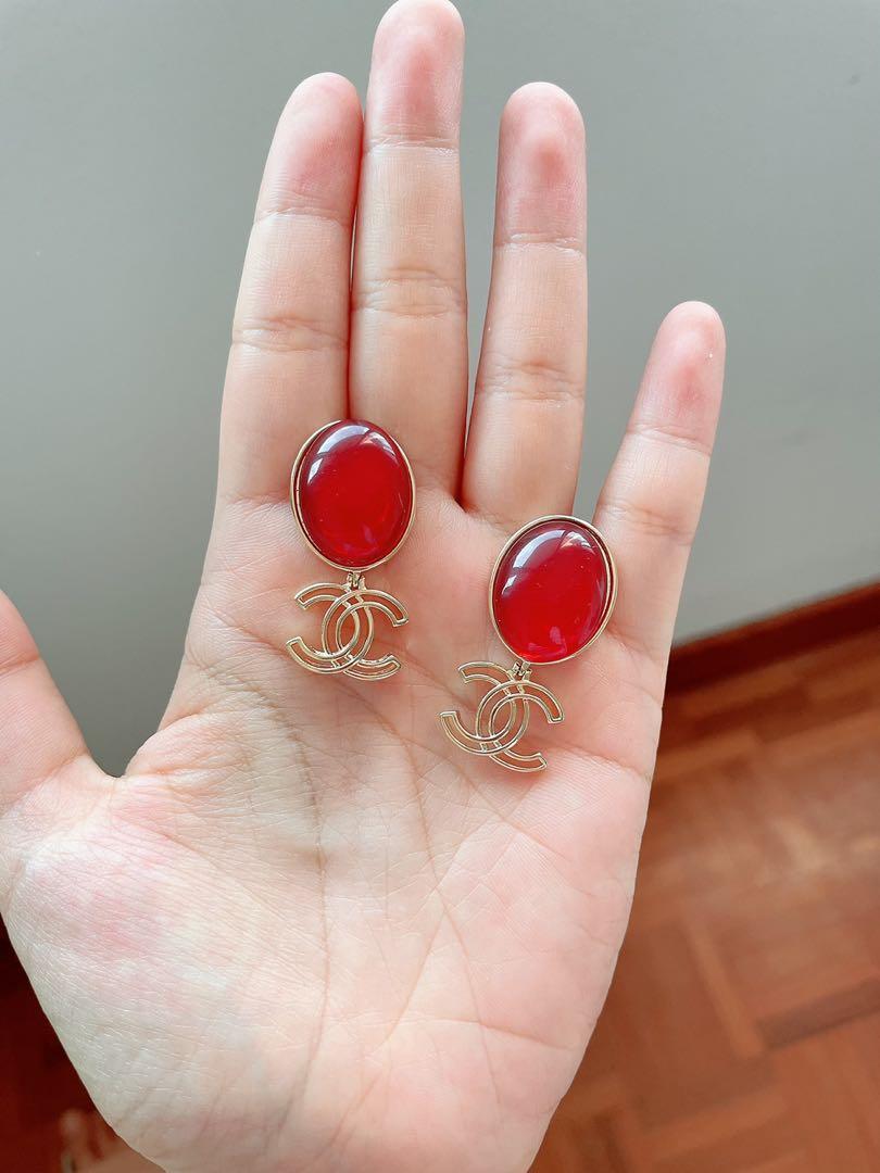 Chanel discount earrings red