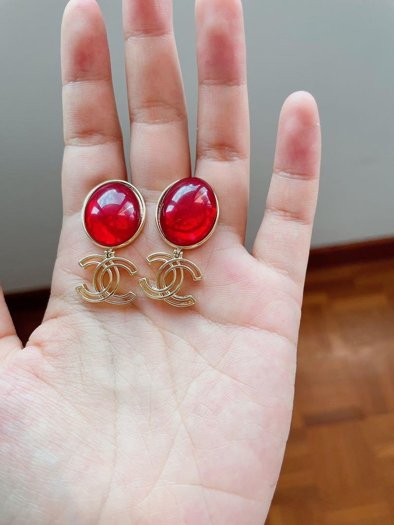 Red new arrivals chanel earrings