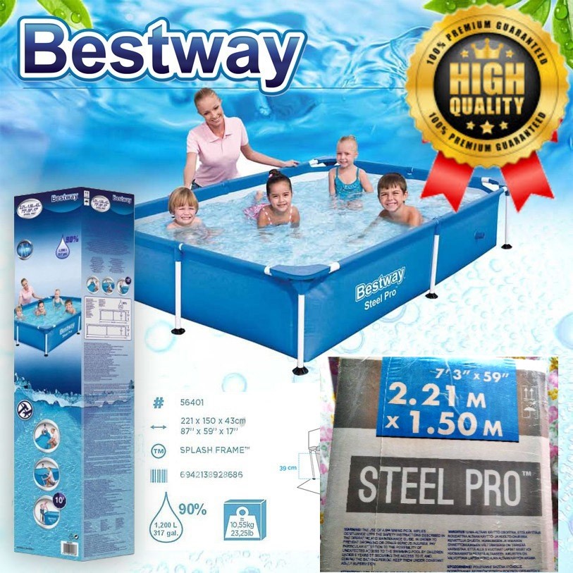 Pool 7x3 Steel Pro Rectangular Frame Pool - easy set up with no tools required ...