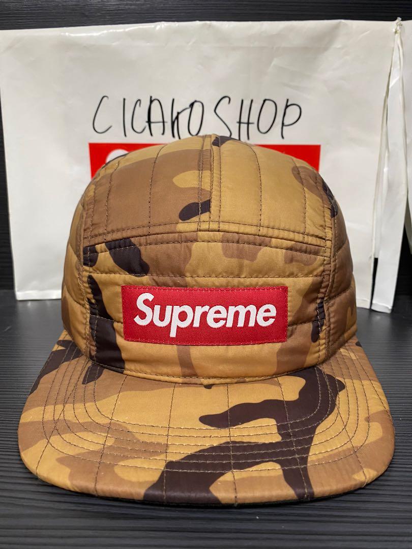 Supreme Quilted Orange Camo Camp Cap Adjustable 5 Panel Hat