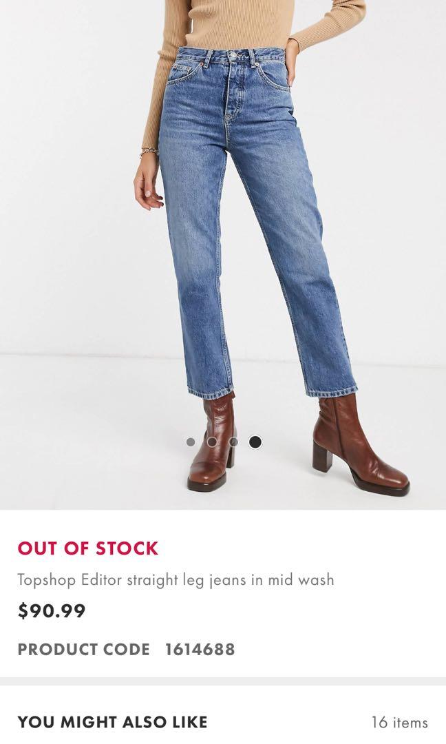 TOPSHOP EDITOR Straight Leg Jeans in Mid Wash size 28