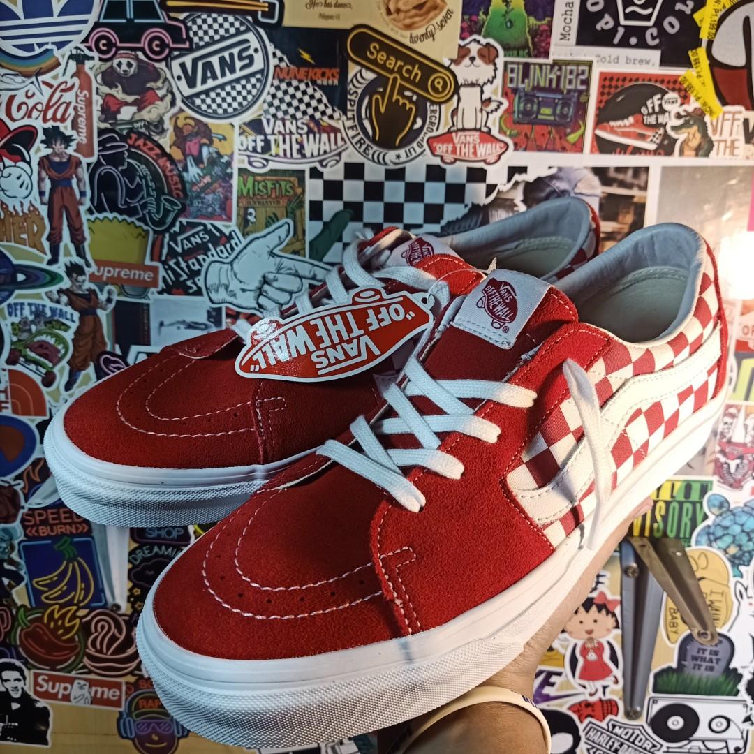 vans sk8 low red checkerboard