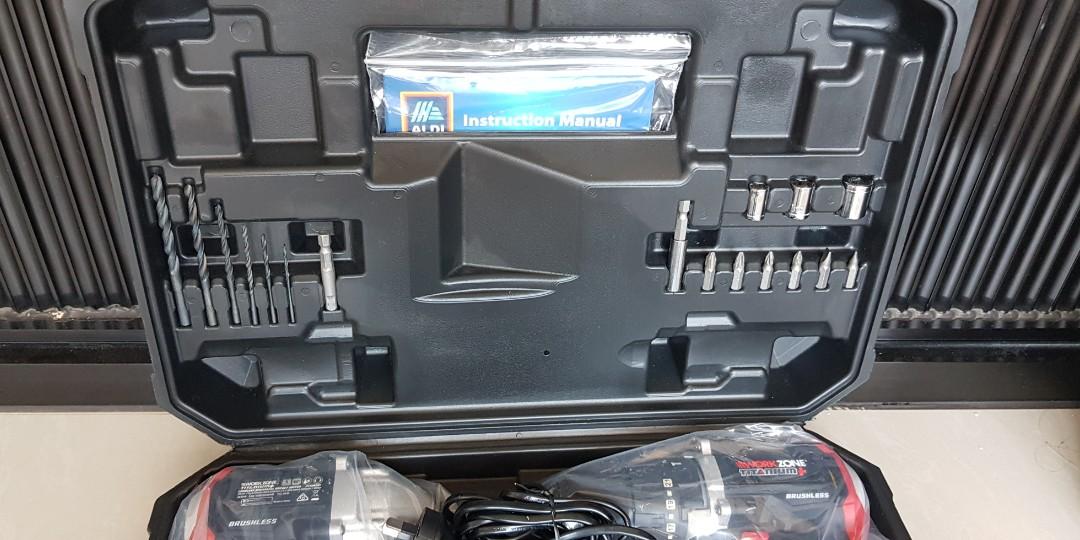 Workzone cordless brushless hammer drill and impact driver, Commercial