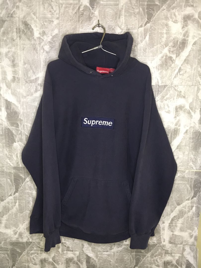 2003 Supreme Navy Blue Box Logo Hoodie 