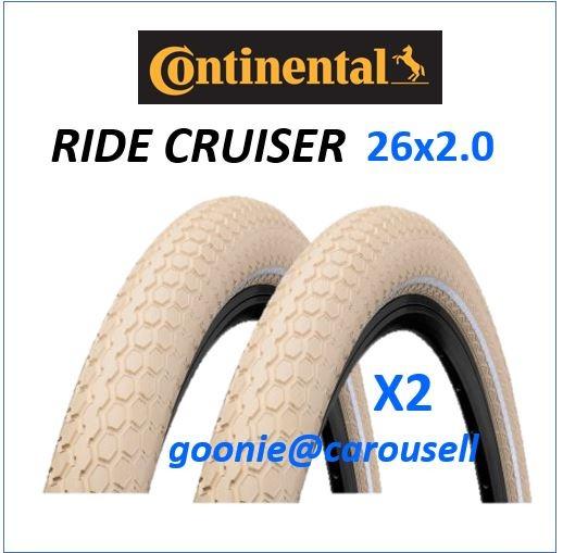 2 x ride cruiser retro creme white tyre 26 x 2 0 continental mtb road sports equipment bicycles parts parts accessories on carousell