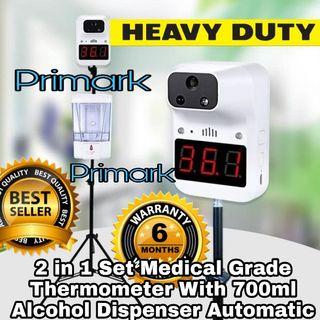 2in 1 K3 Mini Thermometer Medical Grade plus 700ml Automatic Alcohol Dispenser