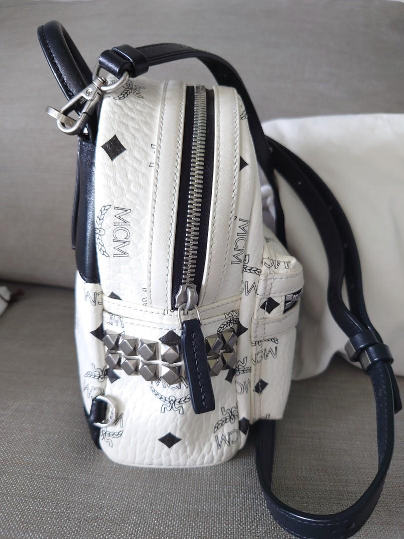 Mcm white mini discount backpack