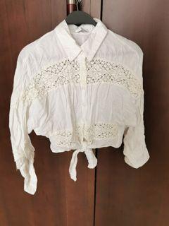 Baju putih pantai kasual beach casual white top
