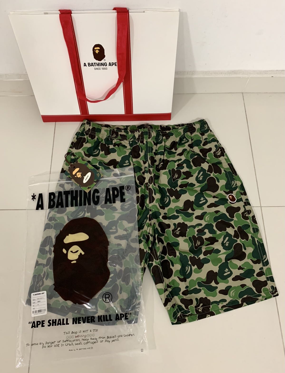 Green camo bape shorts store