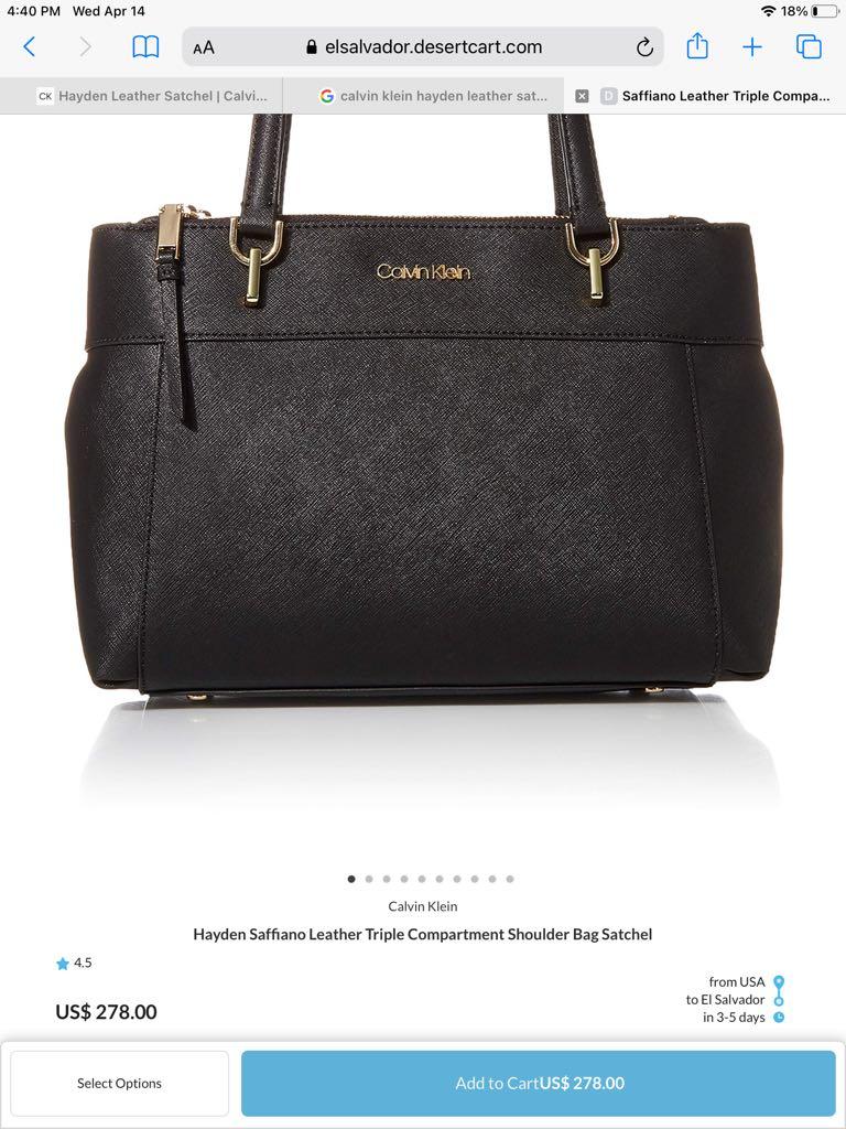 Calvin klein hayden saffiano leather large tote clearance