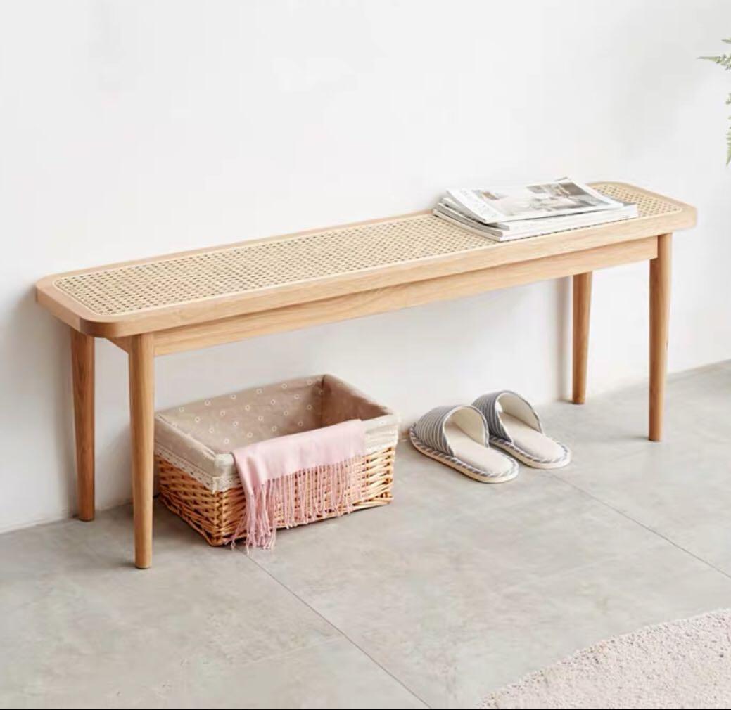 Chair Zen Rattan Weave Bench “Straight legs”, Furniture & Home Living