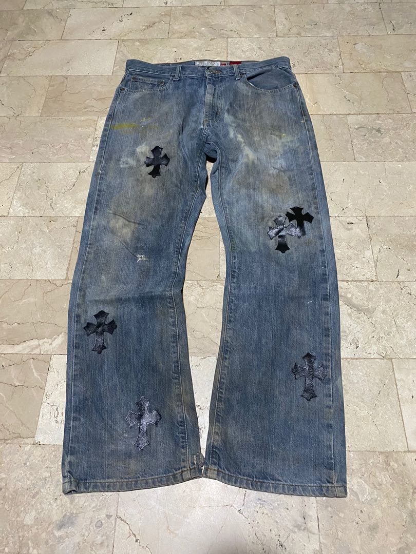 Chrome Hearts Custom Jeans Men S Fashion Bottoms Jeans On Carousell
