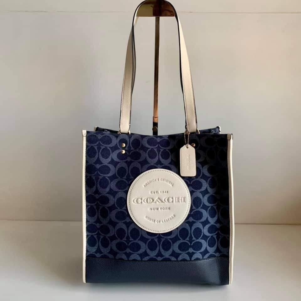 Coach denim tote bag handbag, Luxury, Bags & Wallets on Carousell