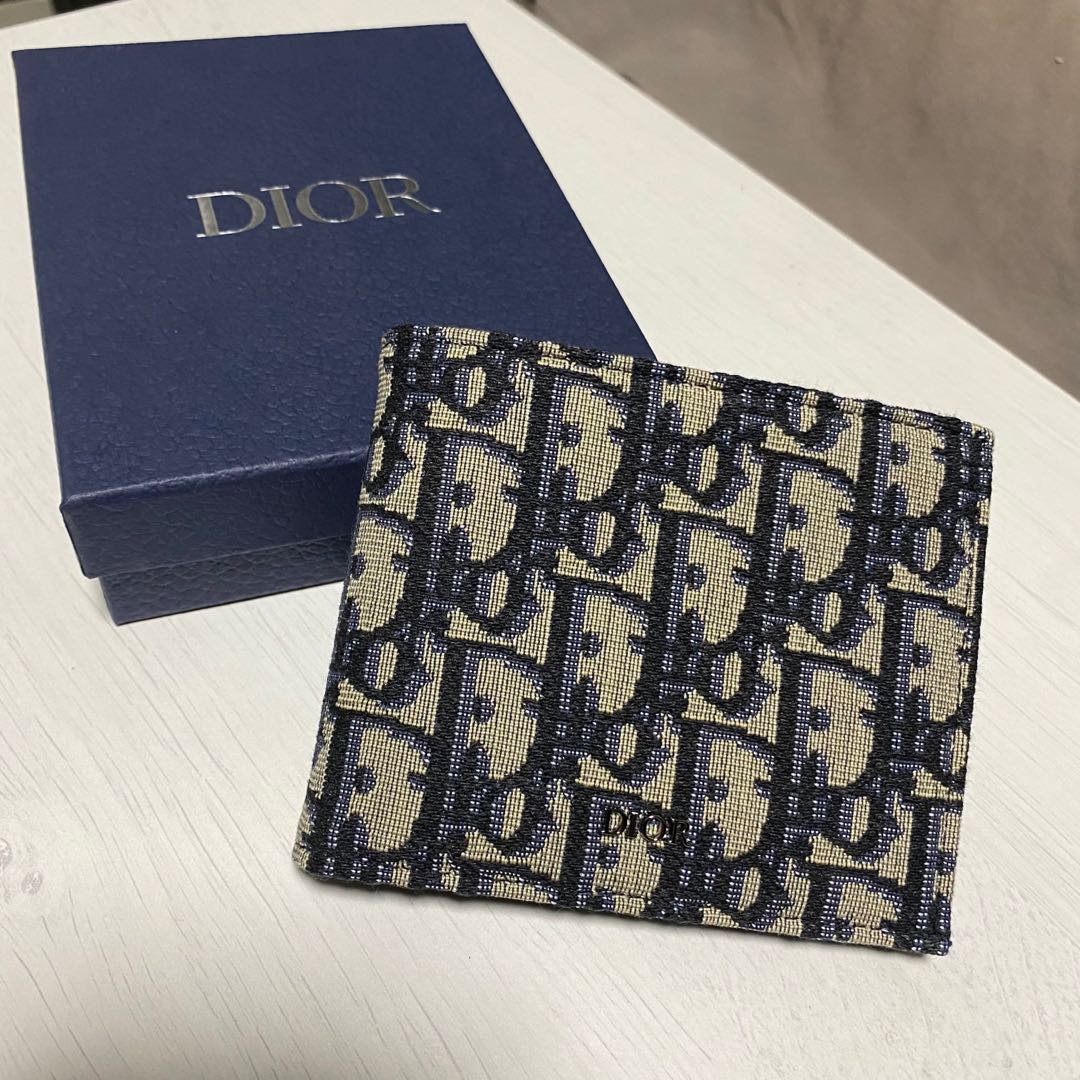 Dior Oblique Beige Blue Jacquard Men's Passport Cover