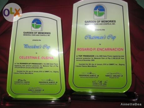 furniture and fixture (Category: Other Home Furniture) located in Pasig City. Submitted by anetbea59 (Listing ID 1081441260, Image 3). Description: for more information call or message Annette Bea 09062198678 09182718697 plaques, medals with school and company logo .
