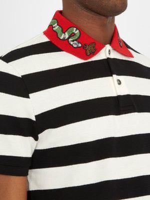 Black gucci stripe polo shirt hotsell
