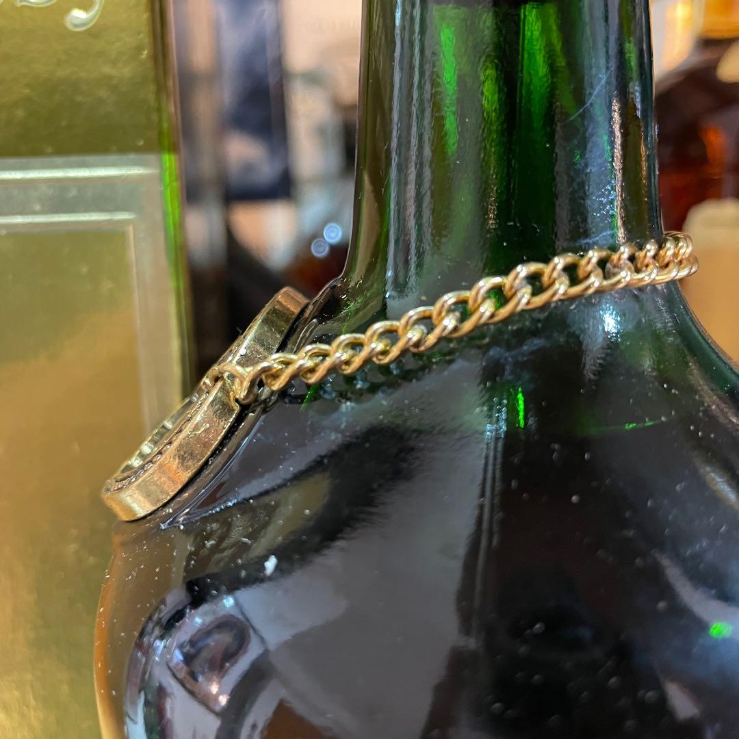 Hennessy Napoleon w gold chain XO Cognac vintage green bottle Rare