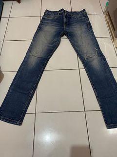 jeans lee ripped bahan stretch size 32