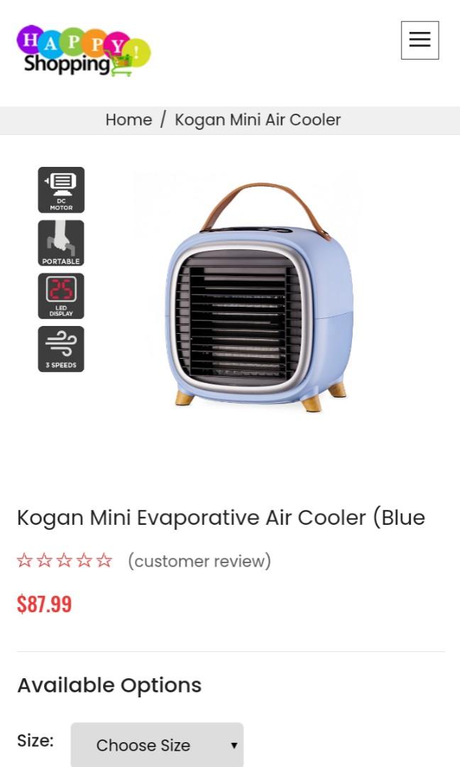 Kogan Mini Evaporative Air Cooler (Blue, 400ml), TV & Home Appliances