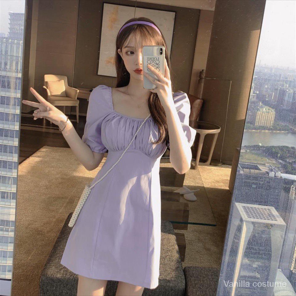 Korean purple puffed dress, Women's Fashion, Dresses & Sets, Dresses on ...