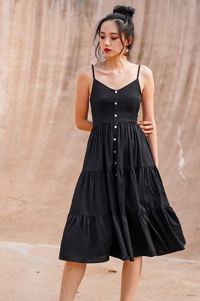 Tiered button dress clearance