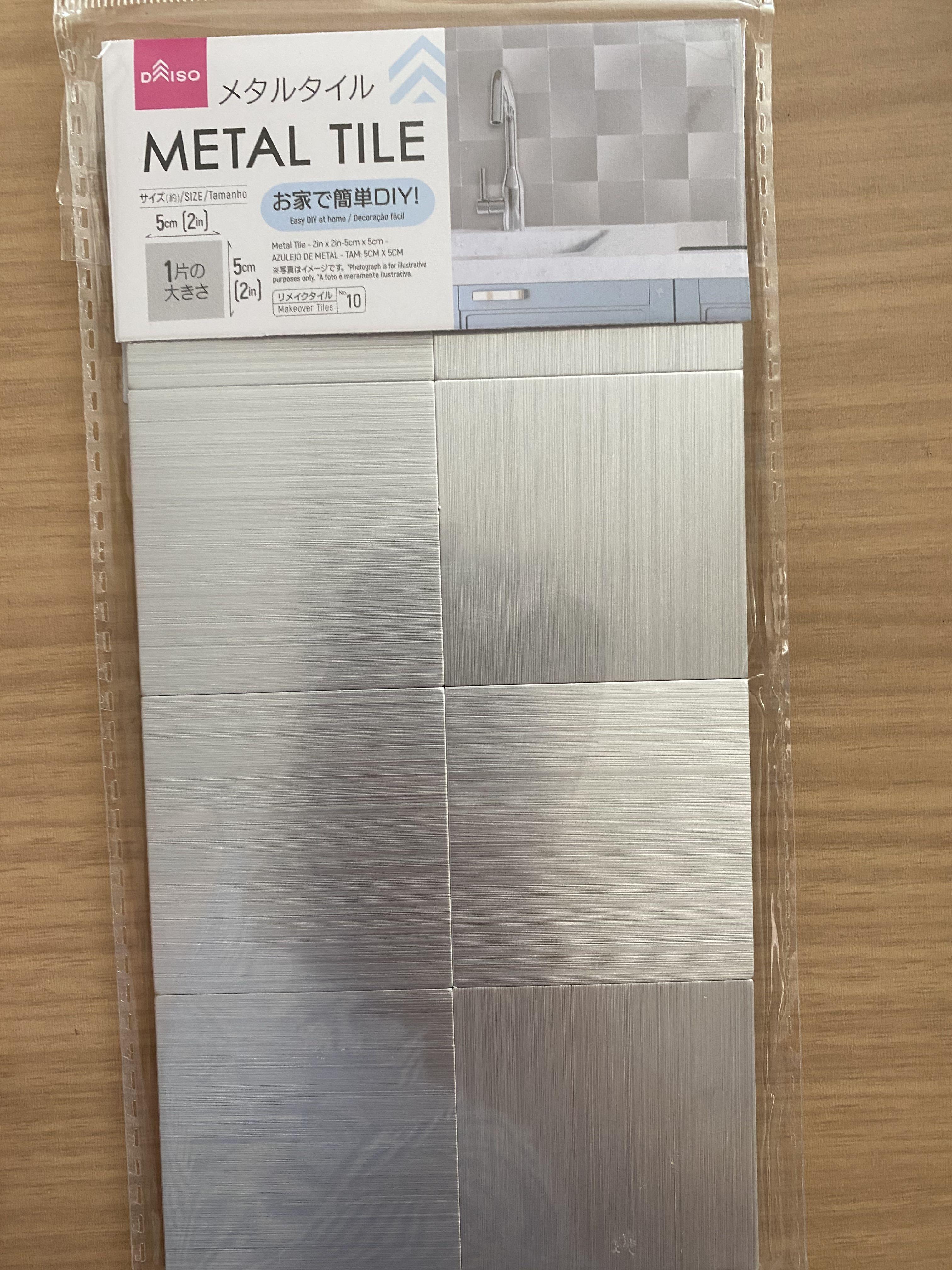 Metal tile sticker DAISO DIY remake sheets, Furniture & Home Living