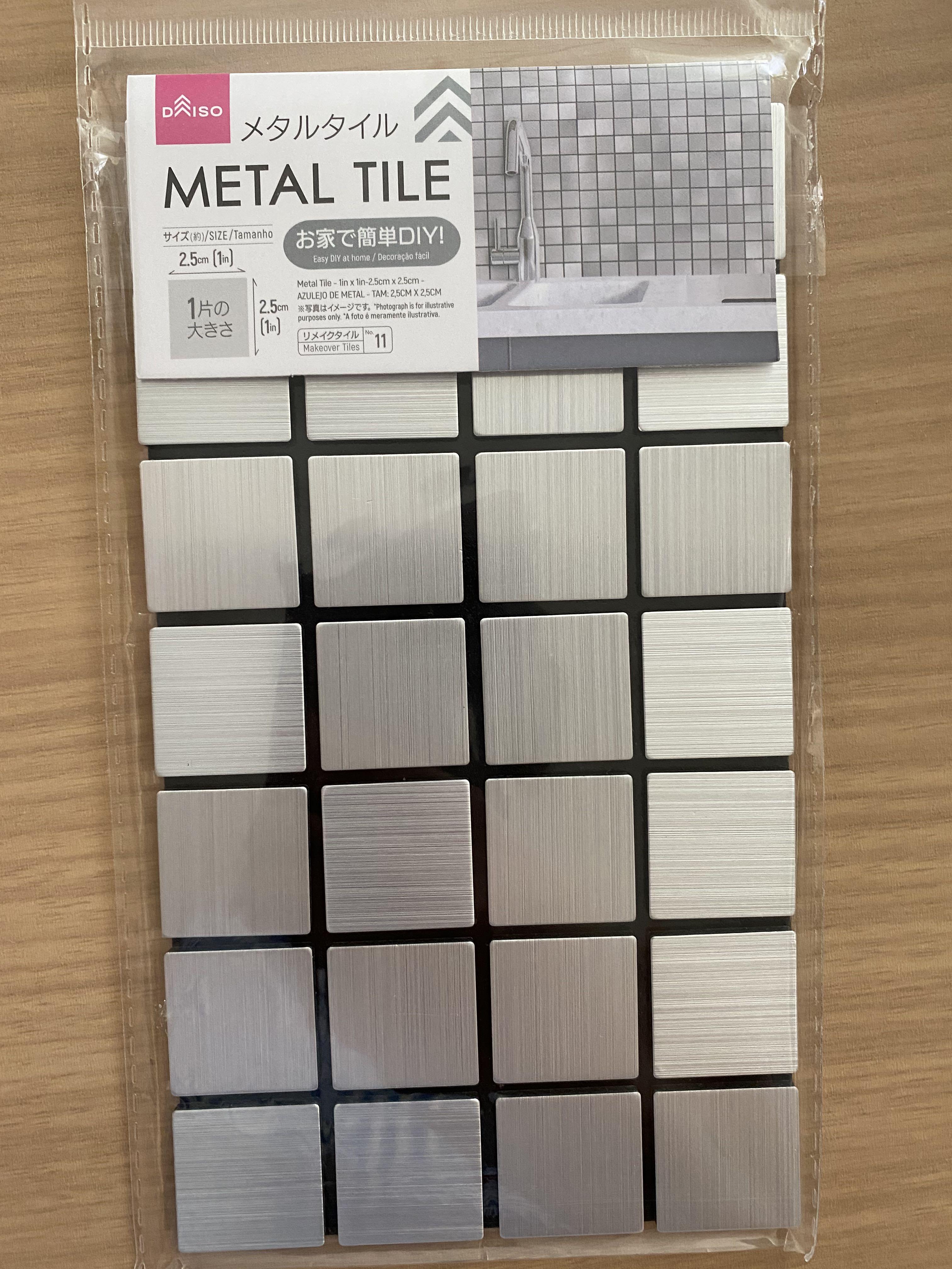 Metal tile sticker DAISO DIY remake sheets, Furniture & Home Living