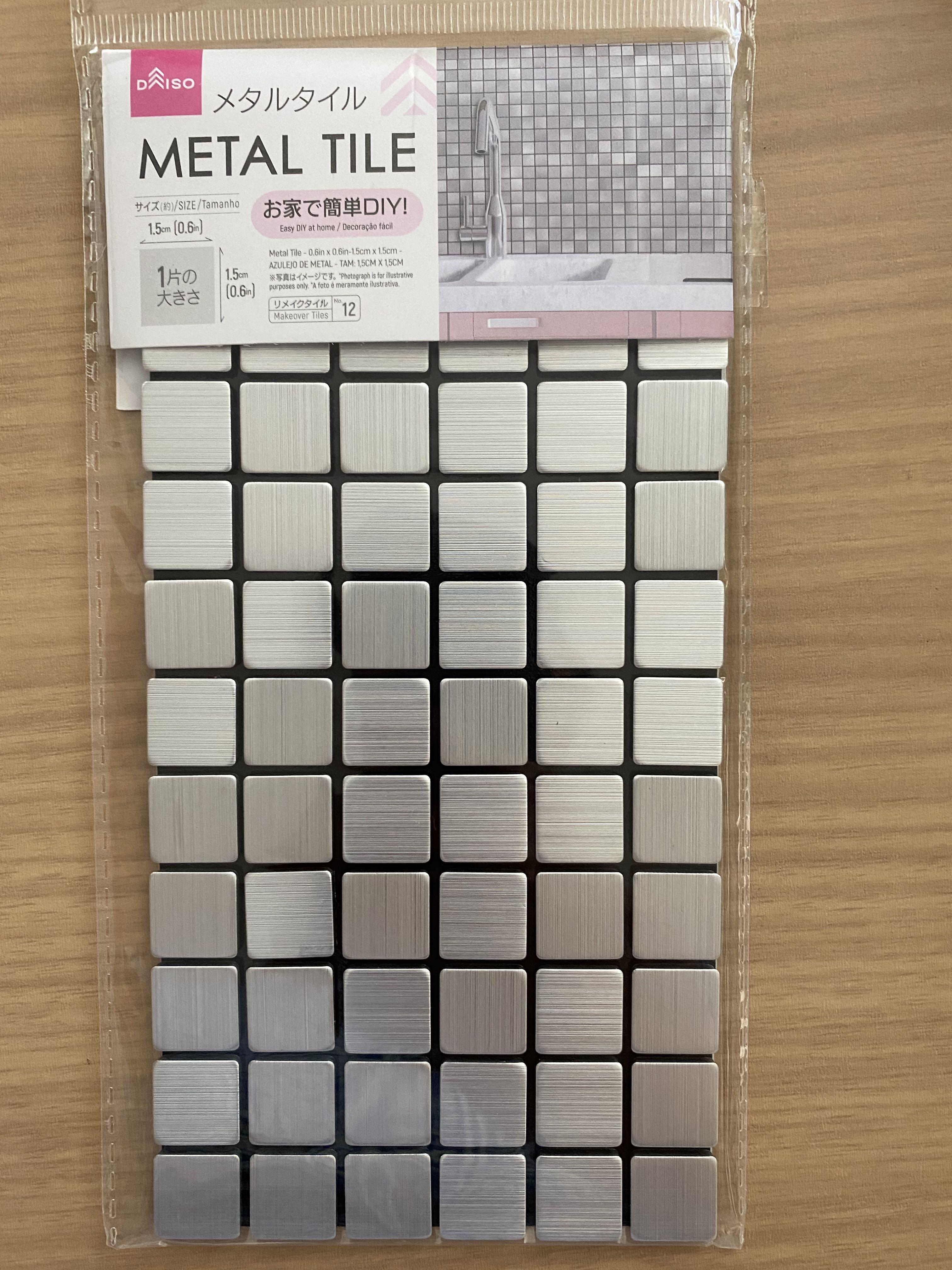 Metal tile sticker DAISO DIY remake sheets, Furniture & Home Living