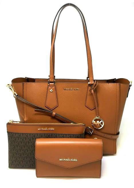 Buy MICHAEL Michael Kors Kimberly Large Bonded 3 in 1 Tote Bisque Crossbody  Clutch bundle at