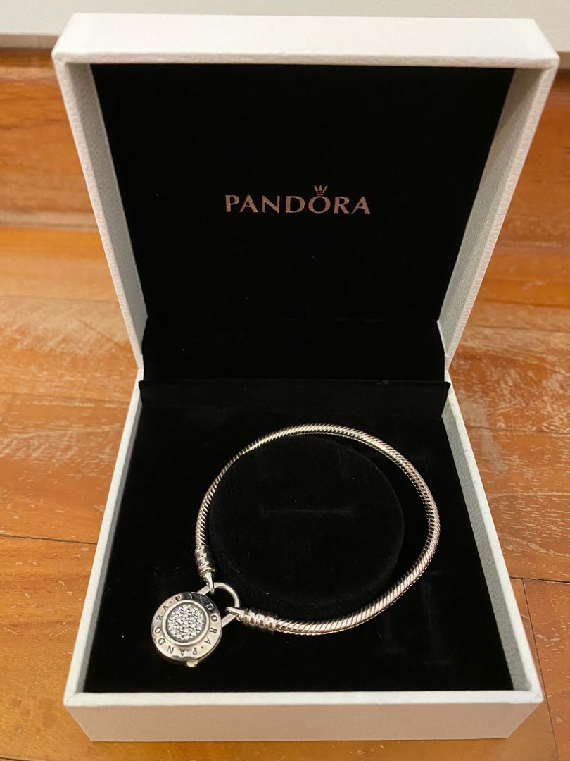 pandora moments pavé padlock clasp snake chain bracelet rose gold