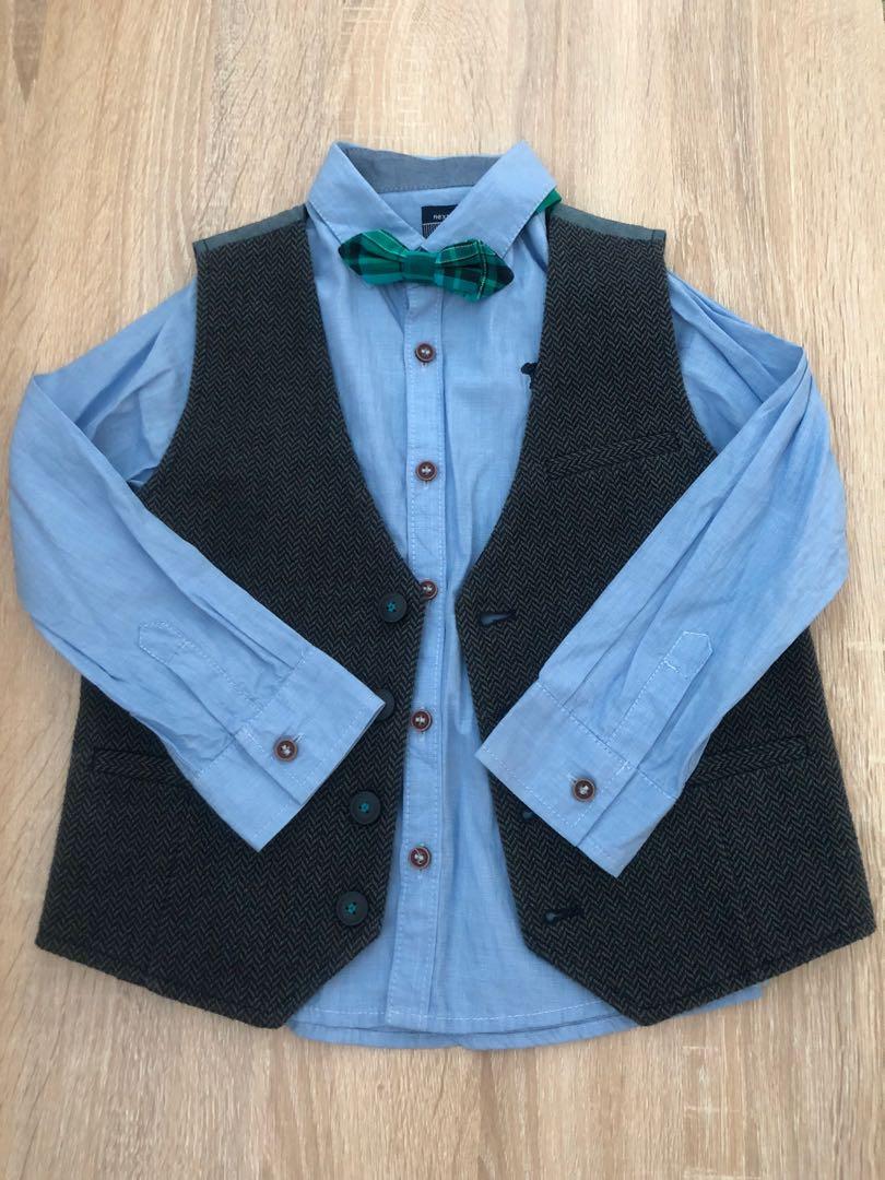 飲宴 做花仔 面試之選 英國品牌next男童型仔恤衫連背心送bow Tie 全套 3 4years 兒童 孕婦用品 男小朋友時裝 Carousell
