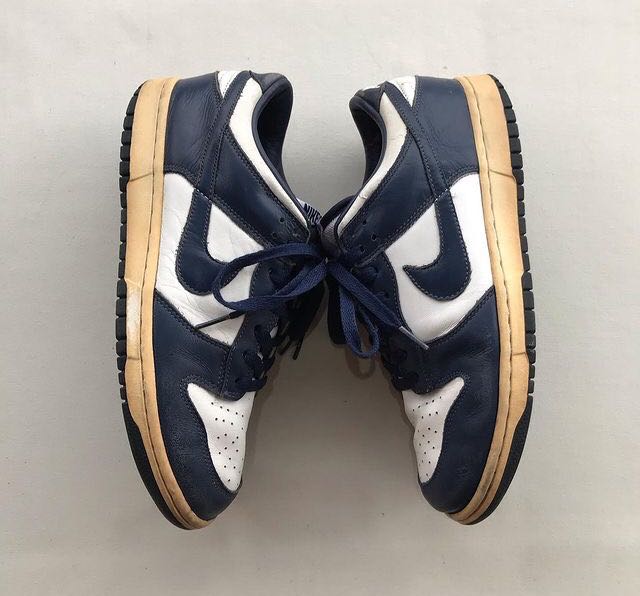 nike dunk low navy and white