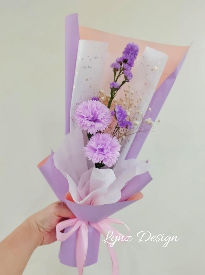 Mother S Day Bouquets Carnation Flower 母亲节康乃馨 Teacher S Day Bouquets 2 Stalks Carnation Purple Flower Soap Flower Baby Breath 香皂花 Hobbies Toys Stationery Mother S Day Bouquets Carnation Flower 母亲节康乃馨 Teacher S Day Bouquets 2 Stalks Carnation Purple Flower Soap Flower Baby Breath 香皂花 Hobbies Toys Stationery