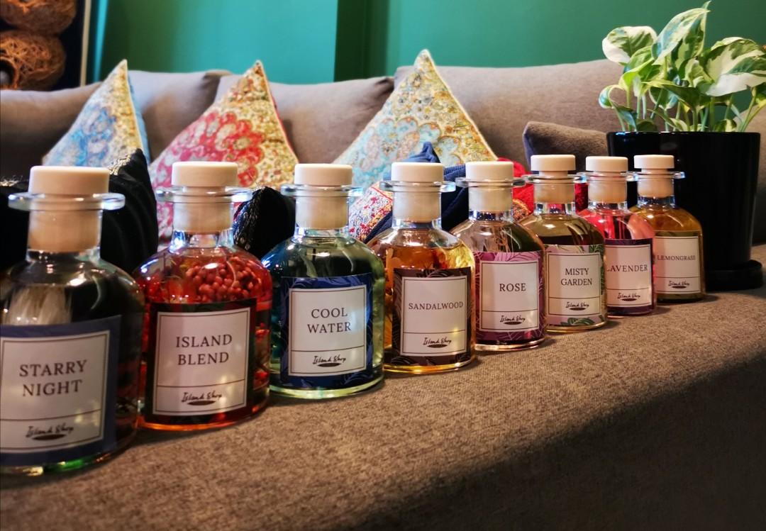 Reed Diffuser (Category: Home Fragrance) located in Singapore. Submitted by ridtzwanflores (Listing ID 1081543673, Image 1). Description: 7 different Reed Diffusers from Island Shop to choose from. $29.90 each, retail selling at $49.90. Self pick up at Punggol Sumang Lane and 32 Jalan Kelulut. Delivery available at $10. Message us now.