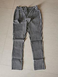 Ribbon Checker printed long pants / pita kotak petak celana panjang jegging