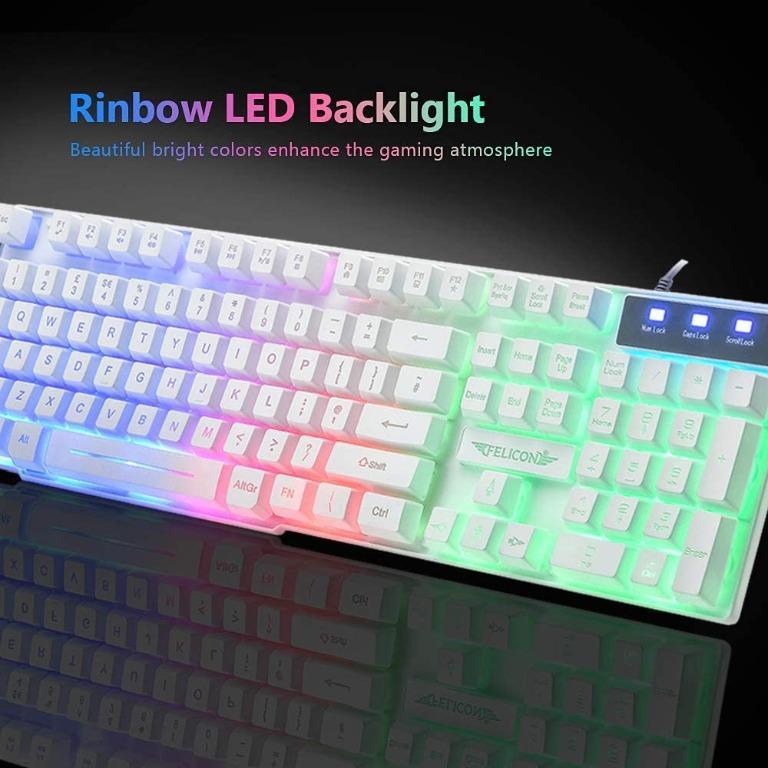 T2310 FELiCON T6 Game Keyboard Mouse Sets Rainbow LED Backlit USB