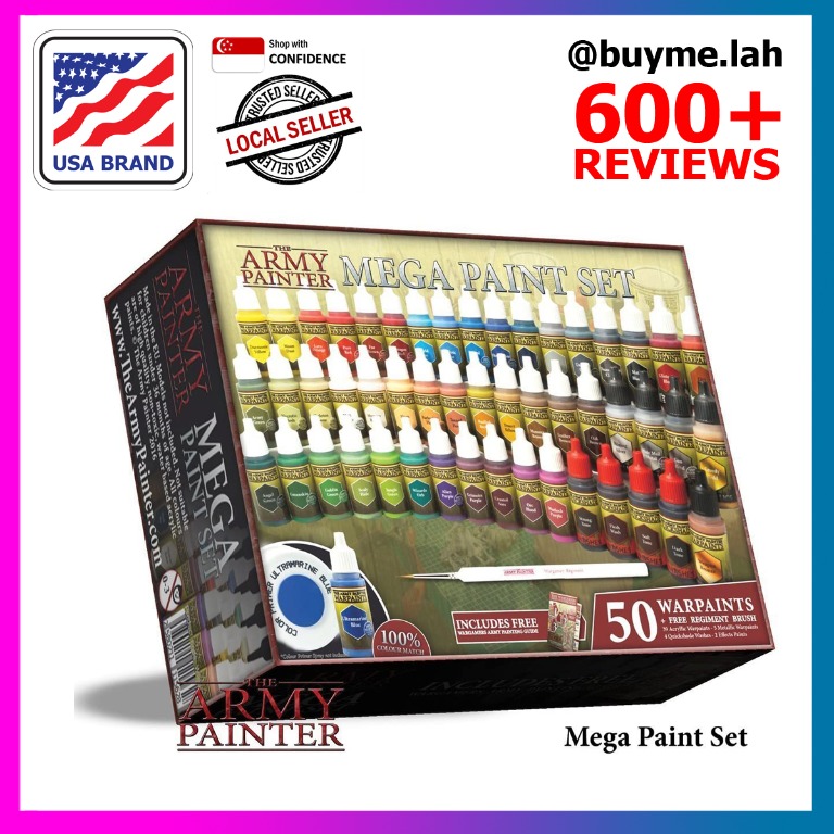 The Army Painter Warpaints Mega Paint Set, 50 Acrylic Paints and 1