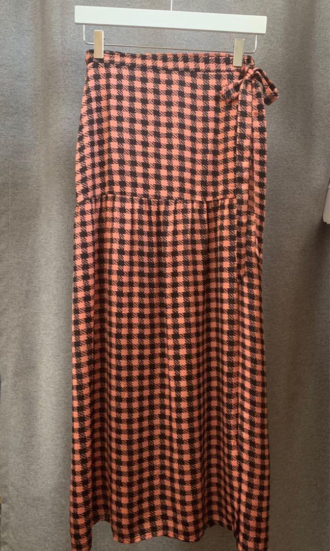 Topshop check wrap midi skirt cheap