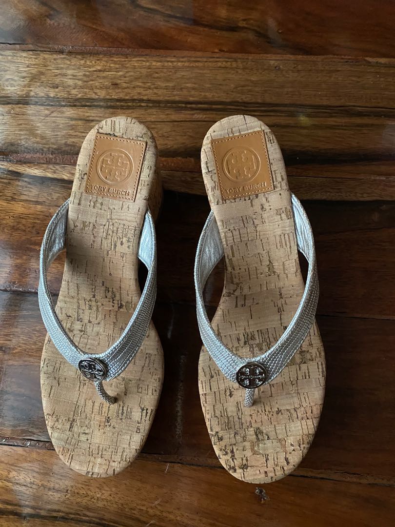 tory burch silver wedge