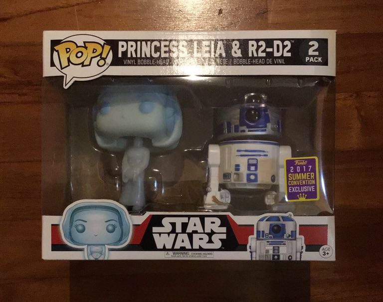 Vaulted Star Wars Funko Pop Holographic Princess Leia and R2 D2