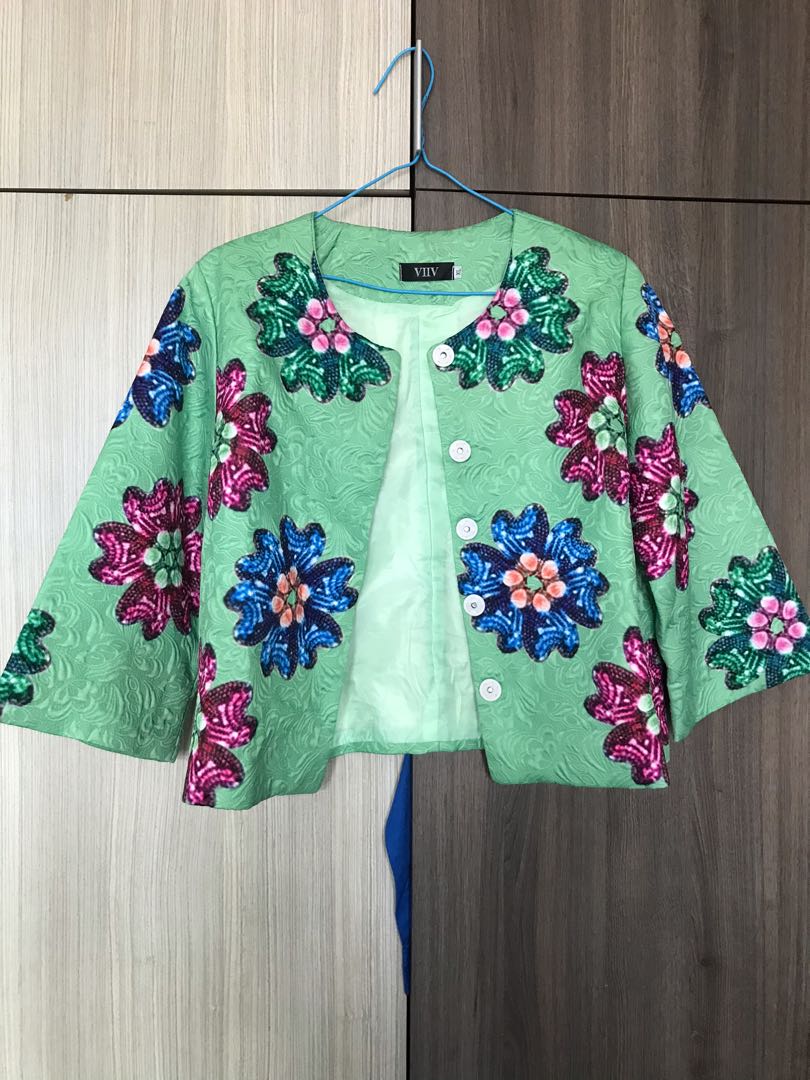 Vintage green floral jacket, Women's Fashion, Coats, Jackets and