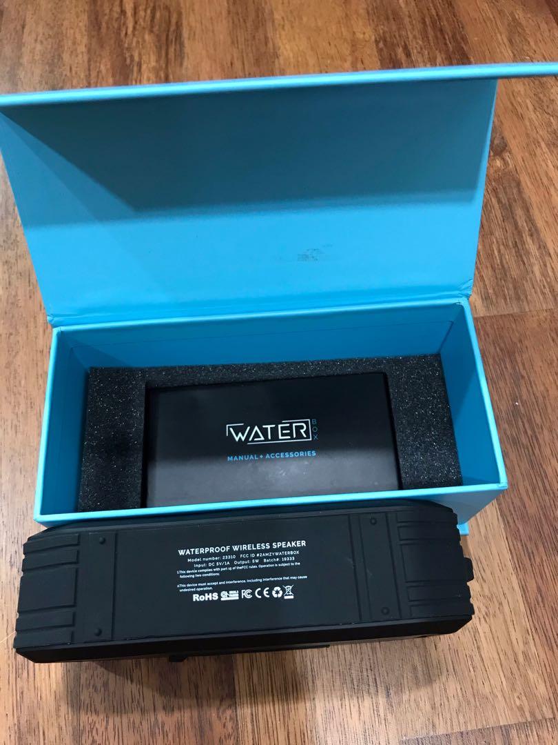 Waterbox Waterproof Speaker and Atom Wireless Earbuds, Audio