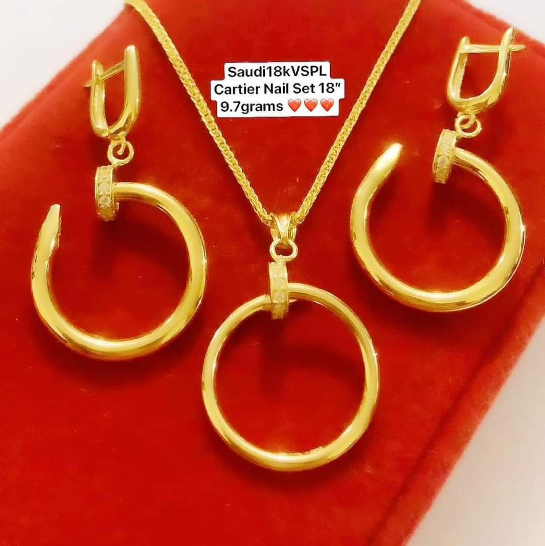 18K Saudi Gold Cartier Nail Set Women s Fashion Jewelry Organizers Necklaces on Carousell