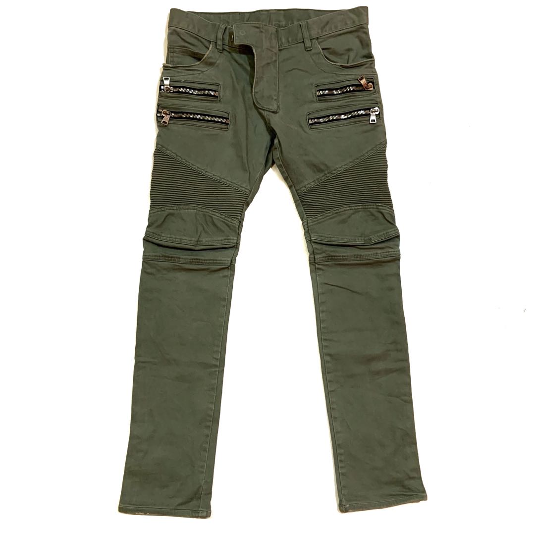 Balmain Paris Biker Pants, Fesyen Pria 