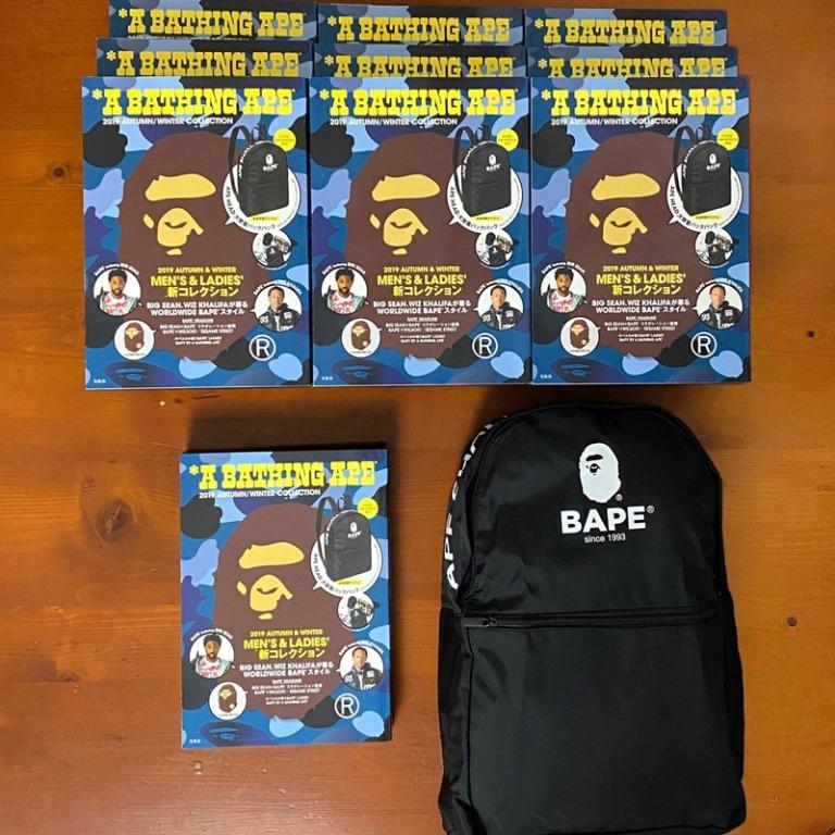 A Bathing Ape BAPE Backpack Daypack APE HEAD Logo Print Black 2019 AW  Collection