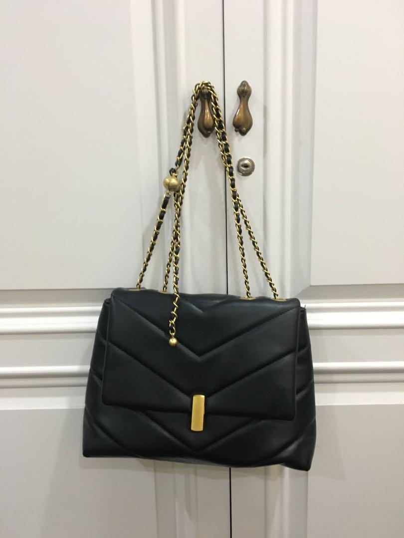 Zara black quilted outlet bag