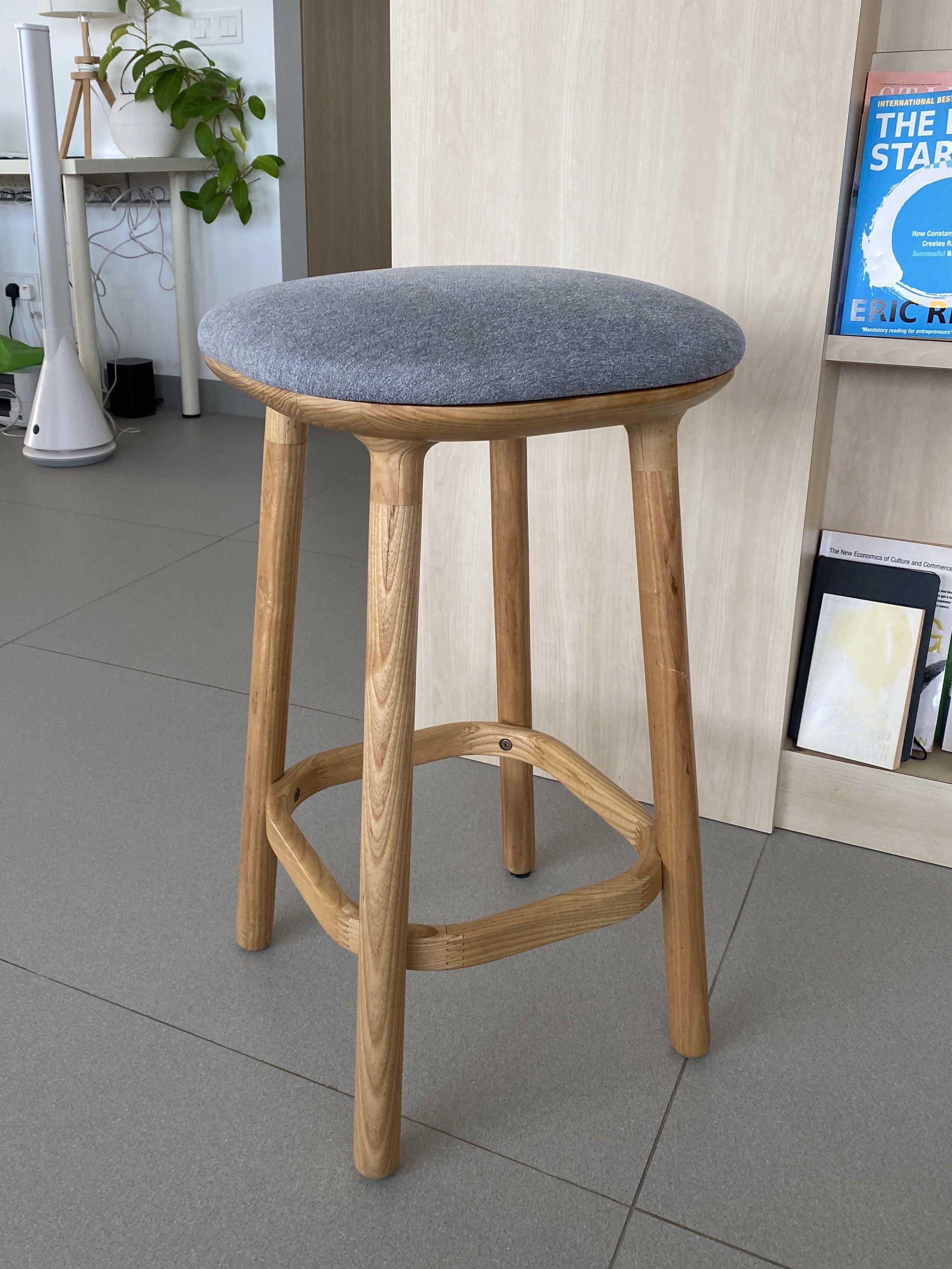 Fibobula Macaron Bar Stool 66cm Natural Ash Wood