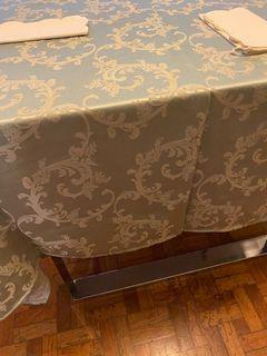 Green and Beige Cotton Silk Table Cloth