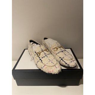 近全新Gucci毛呢經典款Logo樂福鞋/平底鞋