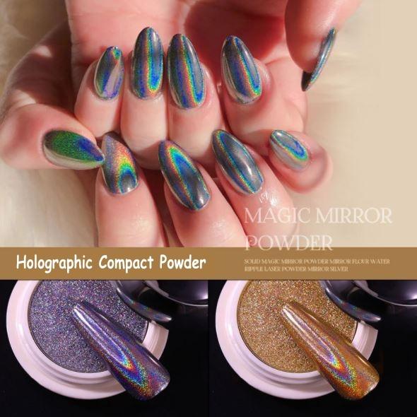 Holographic Nail Art Powder-Super Shiny Nail Glitter Polishing Chrome Dust  1 Box